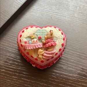 Heart-Shaped Jewelry Box with Bear Design